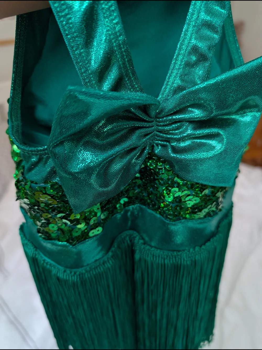 Ring In The Season Green Sequin Fringe Dance Dress